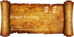 Bogye Etelka névjegykártya